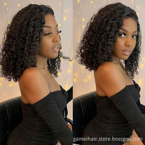 Wholesale Curly Bob Transparent Lace Frontal Wig Afro Kinky Curly Bob Wig Raw Indian Virgin Human Hair Hd Full Lace Front Wig